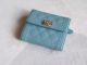 Chanel Tri-Fold Wallet in Blue Calfskin Leather A48980