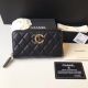 CHANEL 19 Grained Calfskin & Gold-Tone Metal Wallet AP1837 Black