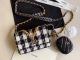 CHANEL 19 Flap Bag WOC Black White Silver Hardware Mini Purse Pouch 33817 JK4011