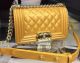 Chanel Boy Mini Flap Shoulder Bag in Original Leather, Gold Color