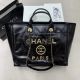 Chanel Black Cowhide Tote Shopping Bag A66942