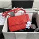 Chanel Red Grained Calfskin Flap Bag AS2303 Lacquered Metal Go890hb