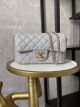 Imitation Chanel Classic Handbag with Lambskin and Imitation Pearls in Light Gray Color