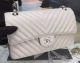 Chanel Classic Flap Bag in Grey Cannage Pattern Chevron Leather A1112
