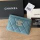 Chanel Calfskin Card Holder in Blue Color