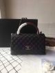 Chanel Classic Red Top Handle Bag Original Leather A92292 Silver