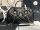 Chanel Calfskin Bowling Bag with Gold-Tone Metal Hardware in Black - AS8396