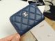 Chanel Classic Card Holder in Grained Calfskin and Gold-Tone Metal in Dark Blue