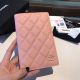 Chanel Calfskin Leather & Gold-Tone Metal Wallet in Pink