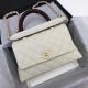 Chanel Classic White Top Handle Bag with Cannage Pattern A92290 & Wine Color