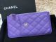 Chanel Calfskin Leather Card Holder Silver A81598 Lavender