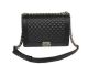 Chanel Boy Flap Shoulder Bag Black Sheepskin Leather A67087 Silver