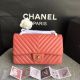 Chanel Lambskin Leather Flap Shoulder Bag 1112V - Watermelon Red with Gold Chain