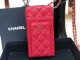 Chanel Calfskin Chain Card Holder & Gold-Tone Metal AP0990 Red