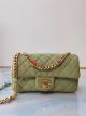 Chanel Light Green Lambskin Resin & Gold-Tone Metal Flap Bag AS2380 JK3534