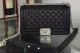 Chanel Black Deer Leather Boy Flap Shoulder Bag Chanel Boy Bag