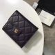 Chanel Black Leather Cannage Pattern Tri-Fold Wallet