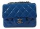 Chanel Classic Mini Flap Bag in Blue Patent Leather CF1115 Silver