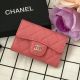 Imitation Chanel Classic Card Holder A31504 Pink Silver-tone Metal