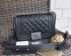 Chanel Boy Small Flap Shoulder Bag with Cannage Pattern in Black Color