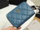 Chanel Classic Card Holder in Grained Calfskin and Gold-Tone Metal Blue A69271