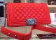 Chanel Boy Flap Shoulder Bag in Deer Leather Red A67086