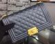 Chanel Boy Flap Shoulder Bag Black Calfskin Leather Gold A8708