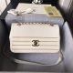 Chanel White Calfskin and Gold-Tone Metal Chanel Handbags