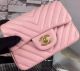 Chanel Classic Mini Flap Bag with Chevron Pattern Sheepskin Leather in Pink - A68748