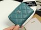 Chanel Classic Card Holder in Green Grained Calfskin & Silver-Tone Metal A69271
