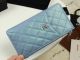 Chanel Calfskin Leather Card Holder & Gold-Tone Metal A81598 Light Blue
