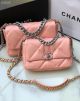 Best 1:1 CHANEL Lambskin 19 Flap Bag AS1160 AS1161 Light Pink