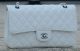 Chanel 2.55 Flap Bag in White with Cannage Pattern - A1112 Silver