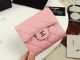 Chanel Calfskin Leather Cardholder & Gold-Tone Metal A82288 Pink