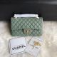 Chanel Green Cowhide Leather Flap Bag with Gold Chain - 30225 JK5112
