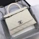 Replica Chanel Classic White Top Handle Bag with Cannage Pattern A92290 Silver