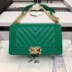 Chanel Boy Flap Shoulder Bag A67086 Green Sheepskin Leather