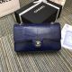 Chanel Blue Lizard & Gold-Tone Metal Classic Handbag A01112