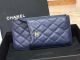 Luxury Chanel Calfskin Leather Card holder & Gold-Tone Metal A81598 royal blue
