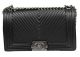 Boy Chanel Flap Shoulder Bag with Herringbone Stitching in Black (A92493)