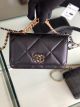 Chanel 19 Classic Sheepskin Leather Chain Wallet AP0957 Black Gold-Tone Metal