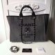Replica Chanel Medium Canvas Leather Tote Shopping Bag with Chanel Logo