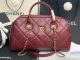 Chanel Calfskin Bowling Bag with Gold-Tone Metal in Burgundy Color