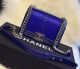 Chanel Boy Flap Shoulder Bag Python Leather A66094 Royal