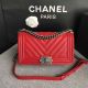 Boy Chanel Authentic Red Chevron Leather 67086 JK5486 EB28
