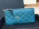 Chanel Calfskin Leather Card holder & Gold-Tone Metal A81598 Blue