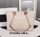 Chanel Canvas Shopping Bag in Calfskin with Silver-Tone Metal A23556 Creamy White