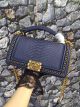 Boy Chanel Flap Shoulder Bag in Original Snake Leather 67086 Dark Blue by Chanel