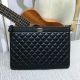 Chanel Black Sheepskin Leather Clutch Bag with Silver Hardware - Style 7010