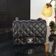 Knockoff Chanel Classic Mini Flap Bag in Original Sheepskin Leather - Black with Silver Chain